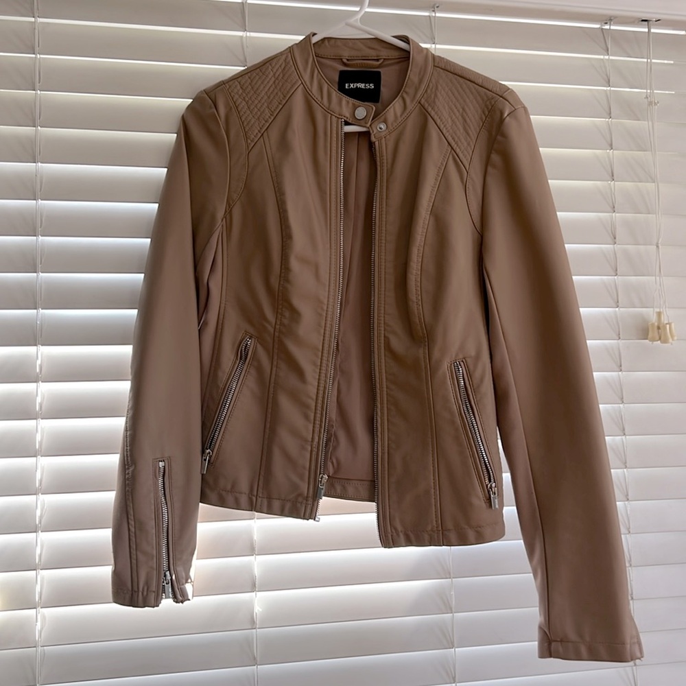 Express leather beige jacket